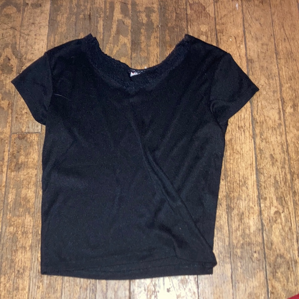 black lace v neck t shirt